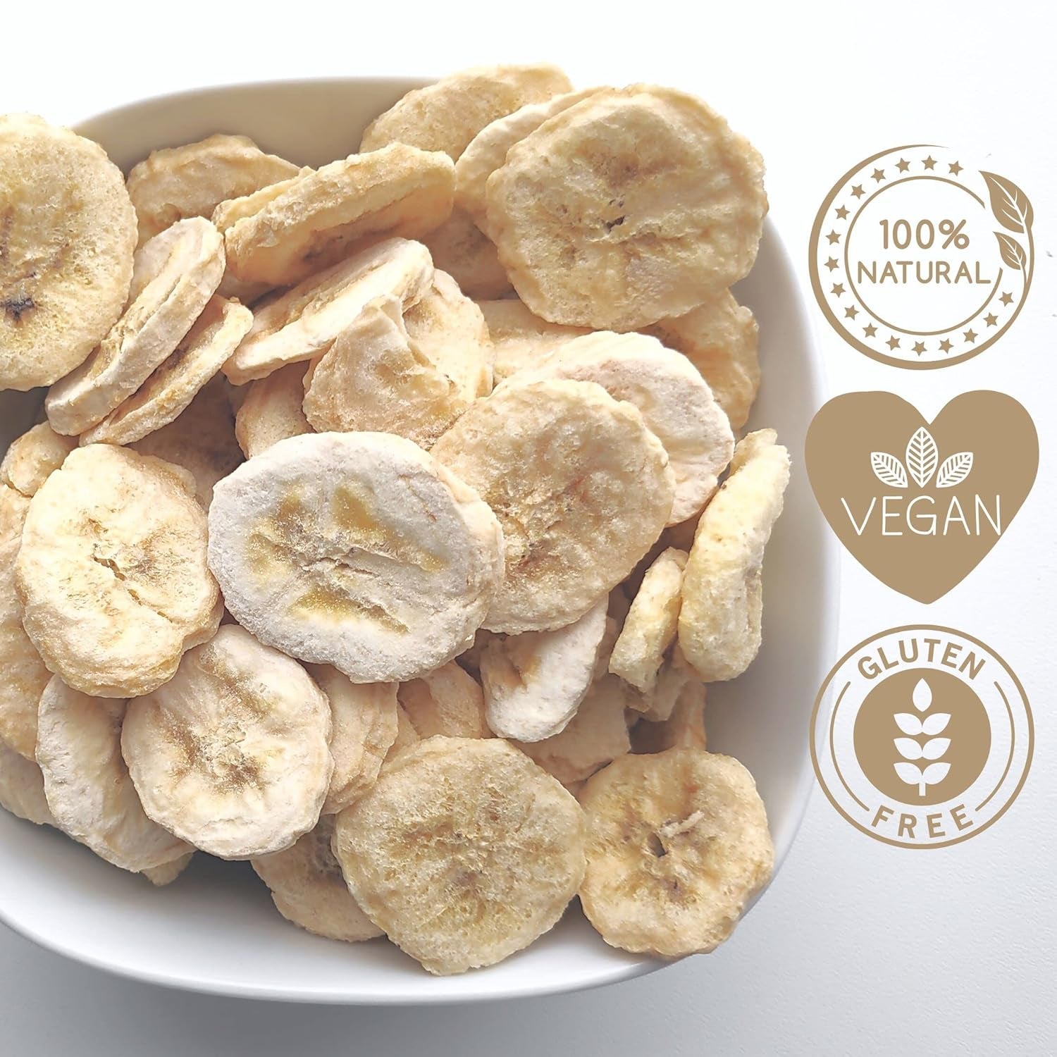 Plátanos liofilizados | Paquete 120g Plátanos secos sin azúcar | Plátano liofilizado | Plátanos con frutos secos | Plátanos frescos liofilizados | Plátano en rodajas liofilizado Naty Shop productos deshidratados