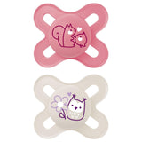 MAM Chupete para bebé 0-2 meses Simétrico Plano Tetina flexible Silicona suave Fácil de usar Con caja autoesterilizante Original Neutro Mate 2 piezas