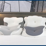 Almohada para el cuello Almohada ortopédica para la cabeza Almohada de espuma viscoelástica Almohada para impactos laterales - Diseño ergonómico Forma hueca para impactos laterales, dorsales y abdominales Gris claro Almohadas ortopédicas cervicales Naty Shop