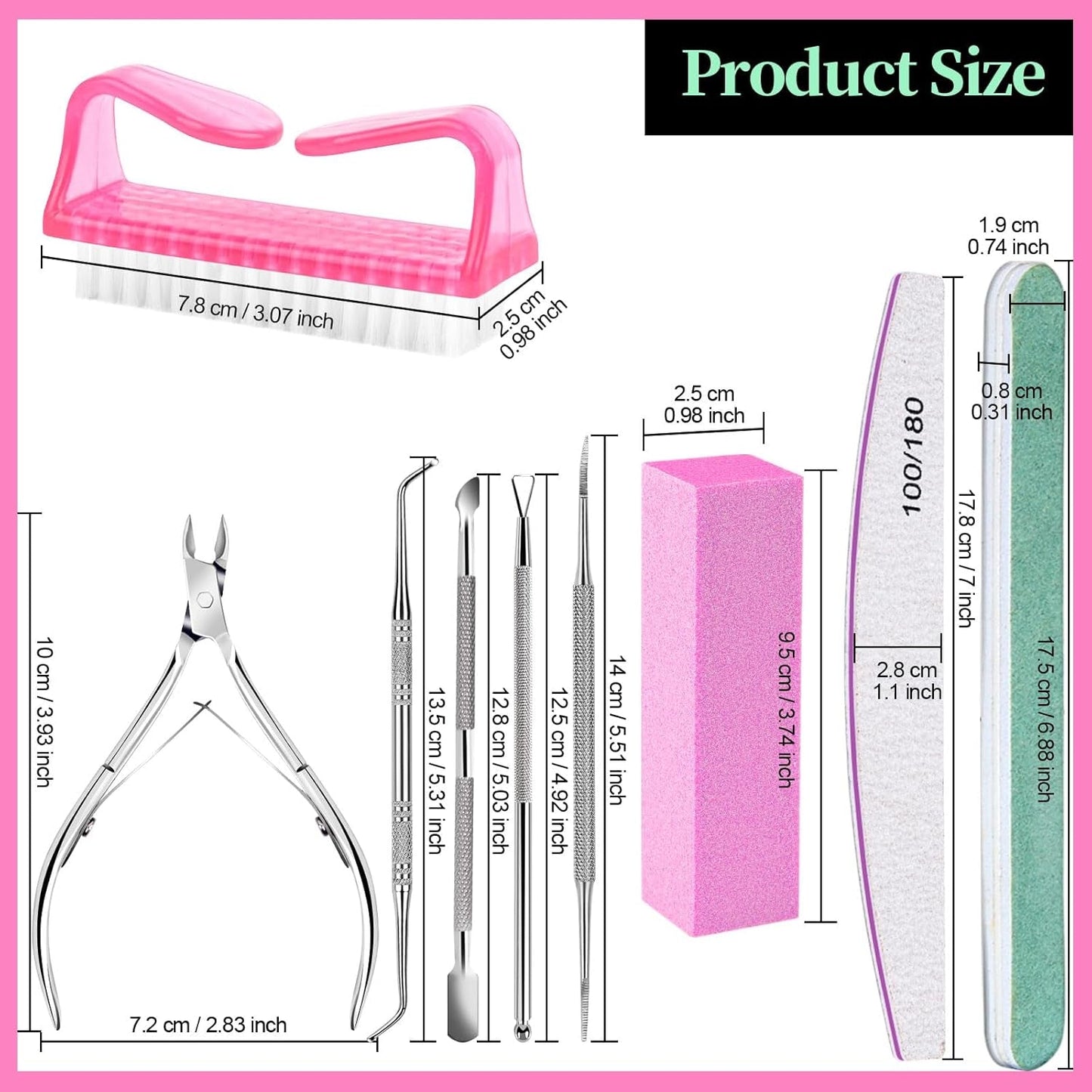 FANDAMEI Set de manicura, Buffer Für Nägel, Nagelfeile 100/180, Nagelfeilen Für Gelnägel, Nagelhautschieber, Buffer Für Gelnägel, Feilen Für Gelnägel, Nagelzange, Nagelfeilen Set, Maniküre & Pedicure Set