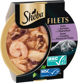 SHEBA Filetes Adultos Katzenfutter en Salsa con Pollo, Hochseefisch und Garnelen 16 x 60g Concha