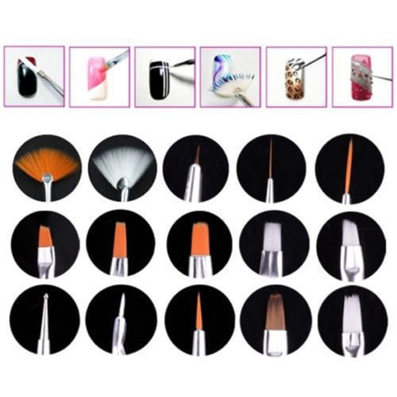 ® 20 X Pinceles Profesionales para Uñas, Gel, Pinceles para Pintar, Pinceles para Artistas, Kit de Pinceles para Uñas Francesas, Juego de Herramientas con Punta Puntiaguda, para Diseño de Uñas, Pintura, Patrón de Puntos, etc., con Bolsa