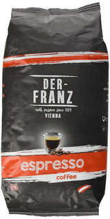 Der-Franz Café Espresso, Intensidad 5/5, Arábica y Robusta, Ganze Bohne, 4 x 1000 g