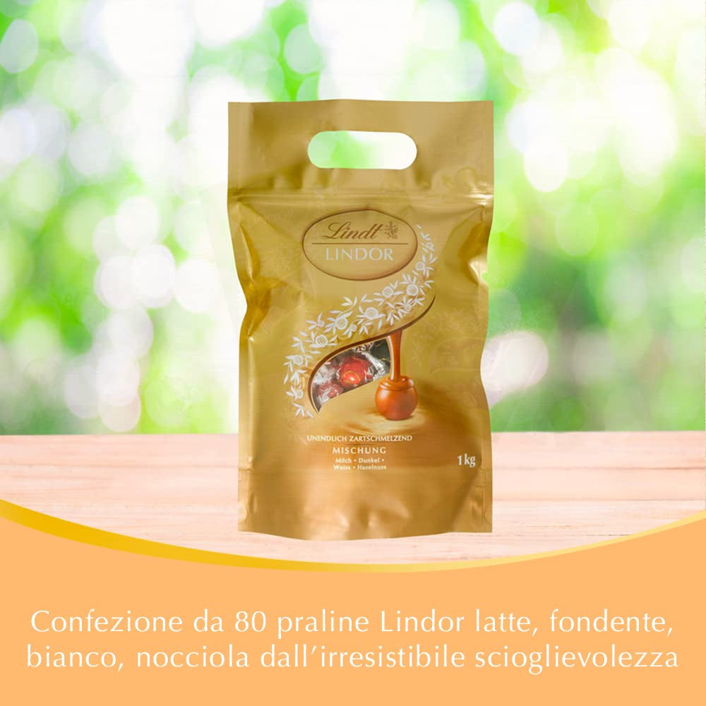 Surtido Chocolate Lindt LINDOR | 1371 gramos, Clásico | aprox. 80 bolas de chocolate (con leche, blanco, negro 60%, avellana) | Paquete a granel, 1 kg