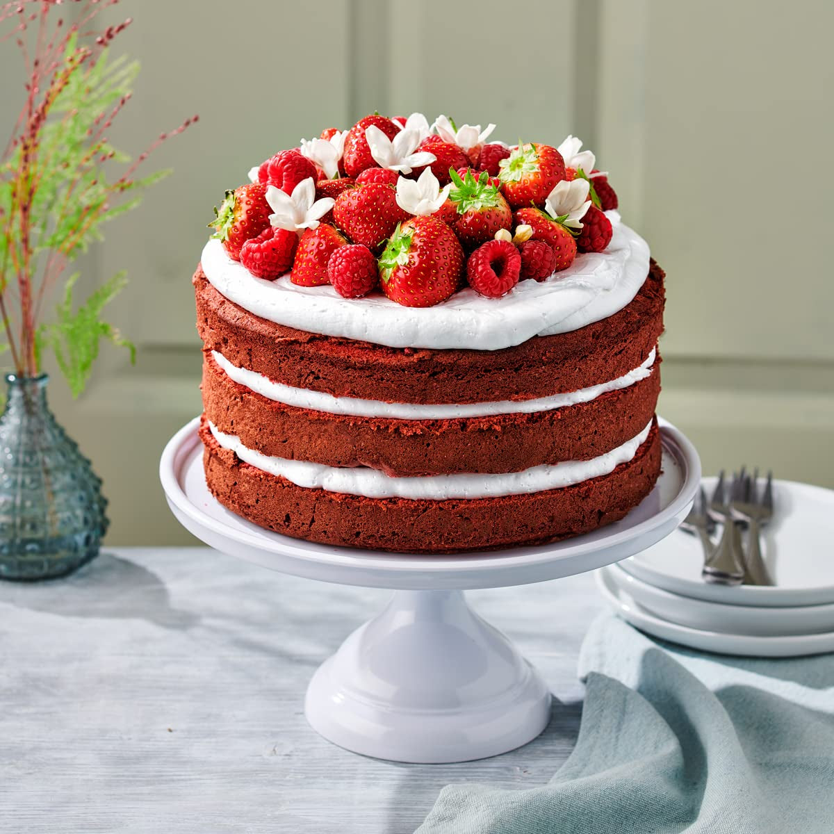 Funcakes Mix Para Pastel Red Velvet, Sin Gluten: Einfach Zu Berübenen, Schön Weicher Und Fluffiger Kuchen Mit Leichtem Schokoladengeschmack, Perfekte Rote Farbe, 400G Mezcla para hornear y cocinar Naty Shop