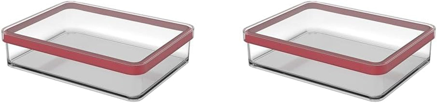Rotho Loft Juego de 5 Botes de Conservación con Tapa, Varios Tamaños, Plástico de Calidad Alimentaria (PP) Sin BPA, Transparente/Rojo, (21,4 x 21,4 x 23,5 cm) Naty Shop Cajas de Conservación de Alimentos de 1 Litro de Ancho (Pack de 2)