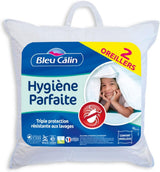 Bleu Câlin Juego de 2 almohadas rectangulares antiácaros, antibacterias, mullidas confort, T 60X60 Cm, 100% algodón, surtido higiene perfecta Naty Shop almohadas estándar