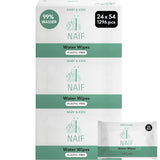 Naïf - Toallitas húmedas sin plástico - 1296 piezas (24 piezas x 54 toallitas húmedas) - Cuidado de las nalgas, el cuerpo y la cara del bebé - 99% agua - 0% fragancia y alcohol