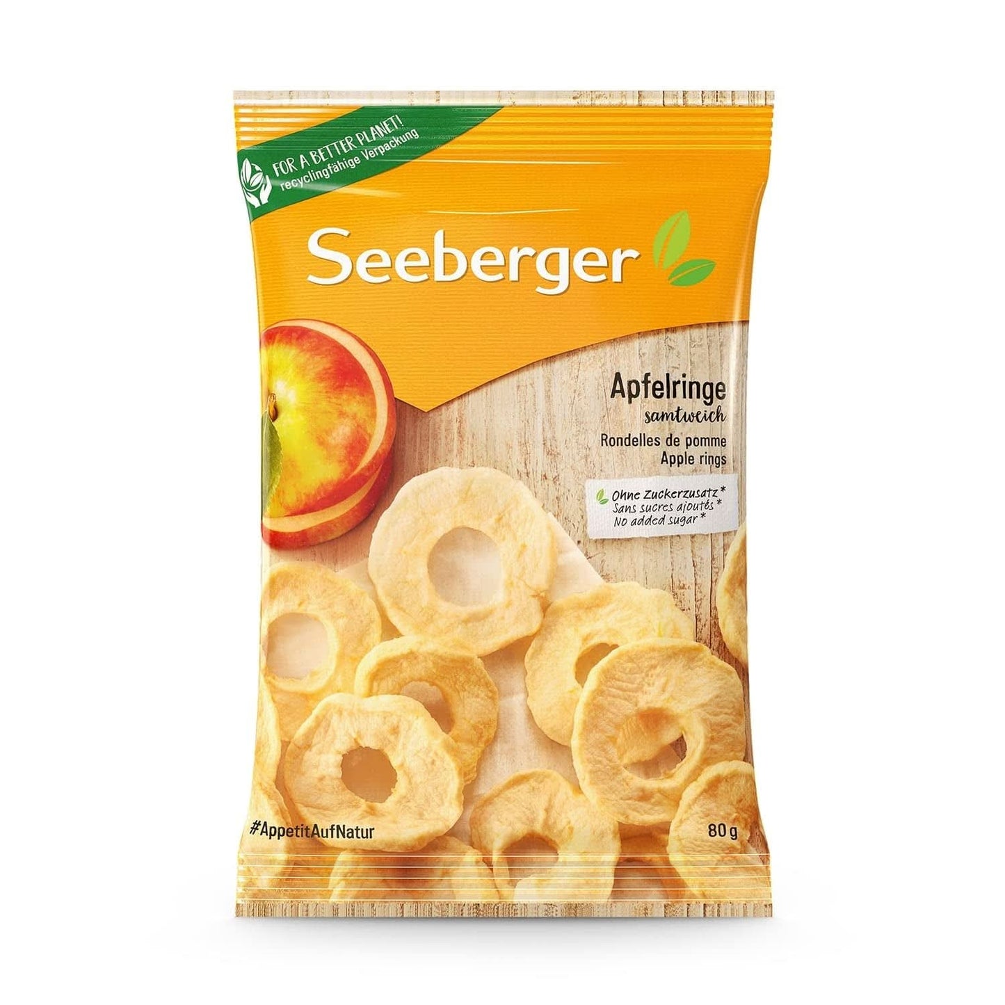 Seeberger, manzana deshidratada en rodajas de la mejor calidad, sin azúcares añadidos, 10 x 80 gramos Naty Shop productos deshidratados 80 gramos