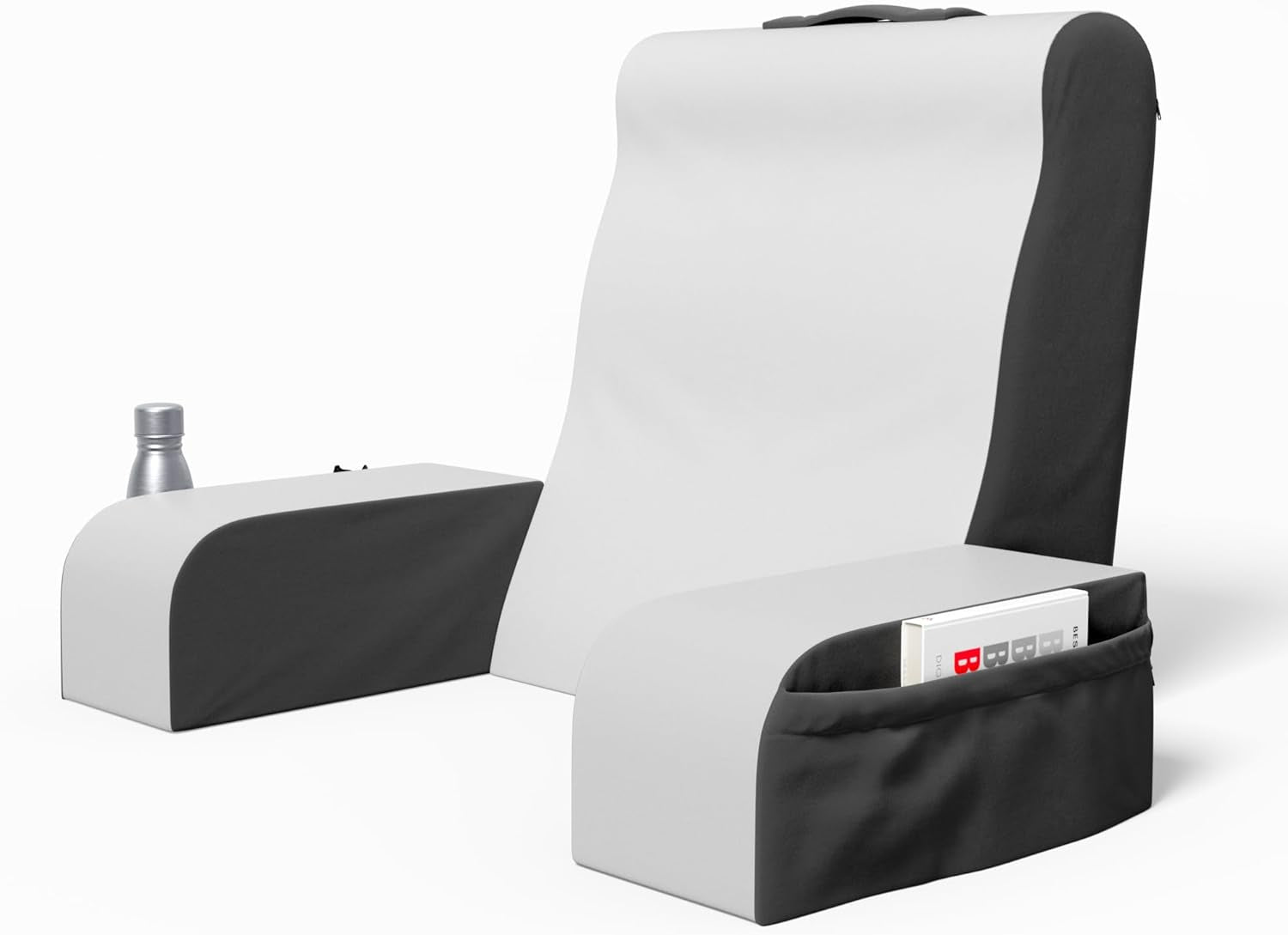 Almohada de lectura de cuña, almohada para respaldo de cama, almohada para brazo para TV, libros, juegos, dormitorio, soporte para la espalda (gris/blanco, estándar)