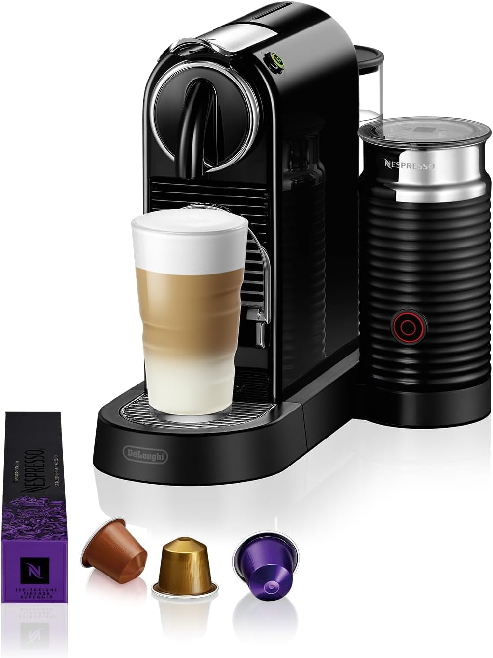 Nespresso EN167.W Cafetera espresso de cápsulas Citiz, bomba de alta presión y control de temperatura ideal, sin Aeroccino (espumador de leche), función de ahorro de energía, 1260 W, blanco crema, 37,4 x 11,9 x 25,5 cm