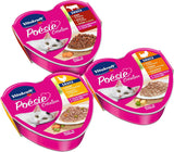 Vitakraft Poésie Création, Tender Selection, Comida húmeda para gatos, Comida húmeda para gatos en salsa, con pollo, con pavo, con ternera, sin azúcares añadidos y cereales (1 paquete de 6 x 85g)
