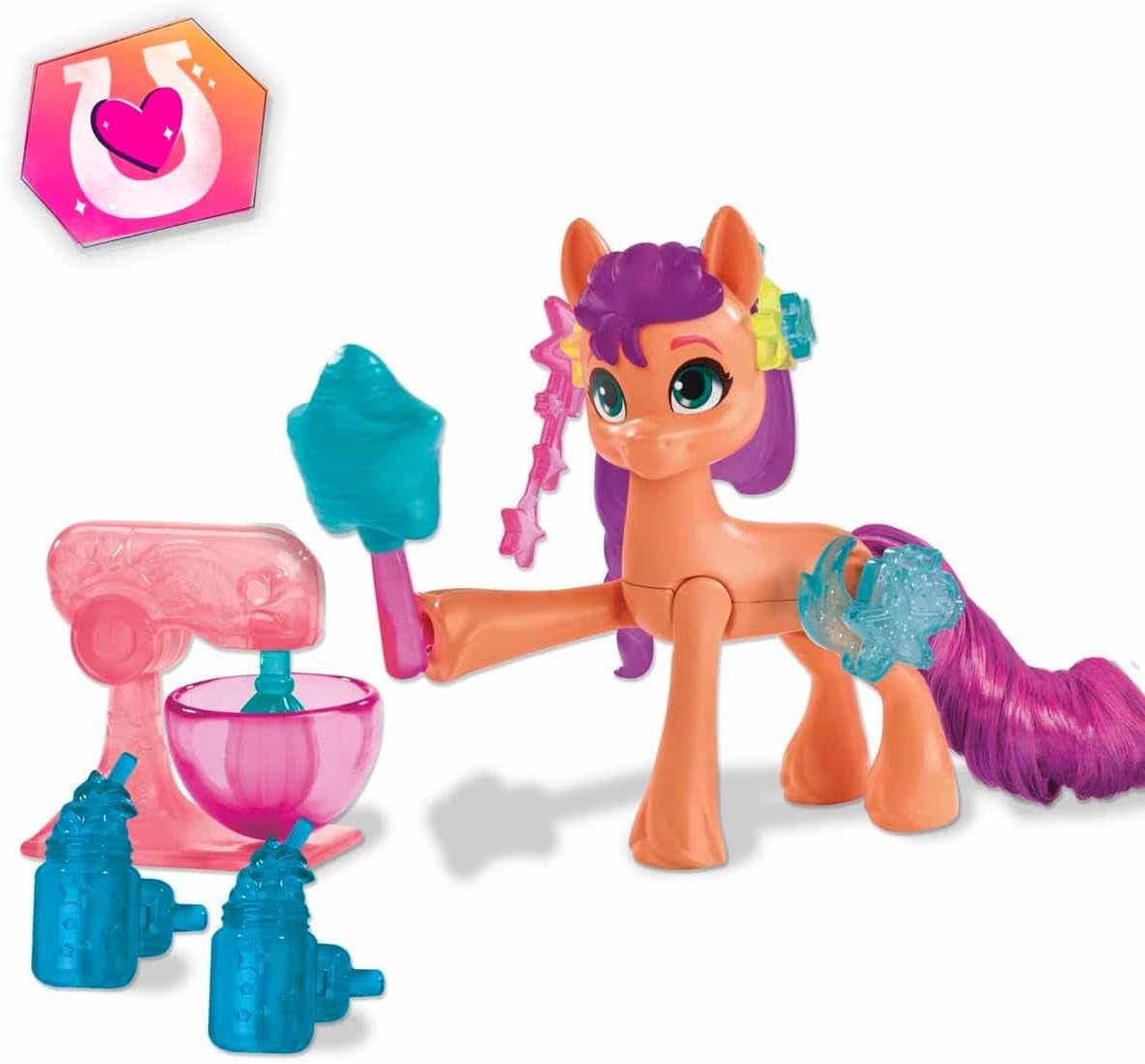 My Little Pony - Descubre tu pony brillante: Beauty Mark Magic Sunny Starscout, pony desde la pezuña hasta el corazón 7,5 cm, edades 5+, F5250, multicolor