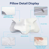 HOMCA Almohada para el cuello, almohada ergonómica de espuma viscoelástica, funda de almohada de enfriamiento 3D para posición supina, lateral o prona, 62 x 41 x 9,5/12,5 cm Almohadas ortopédicas cervicales Naty Shop