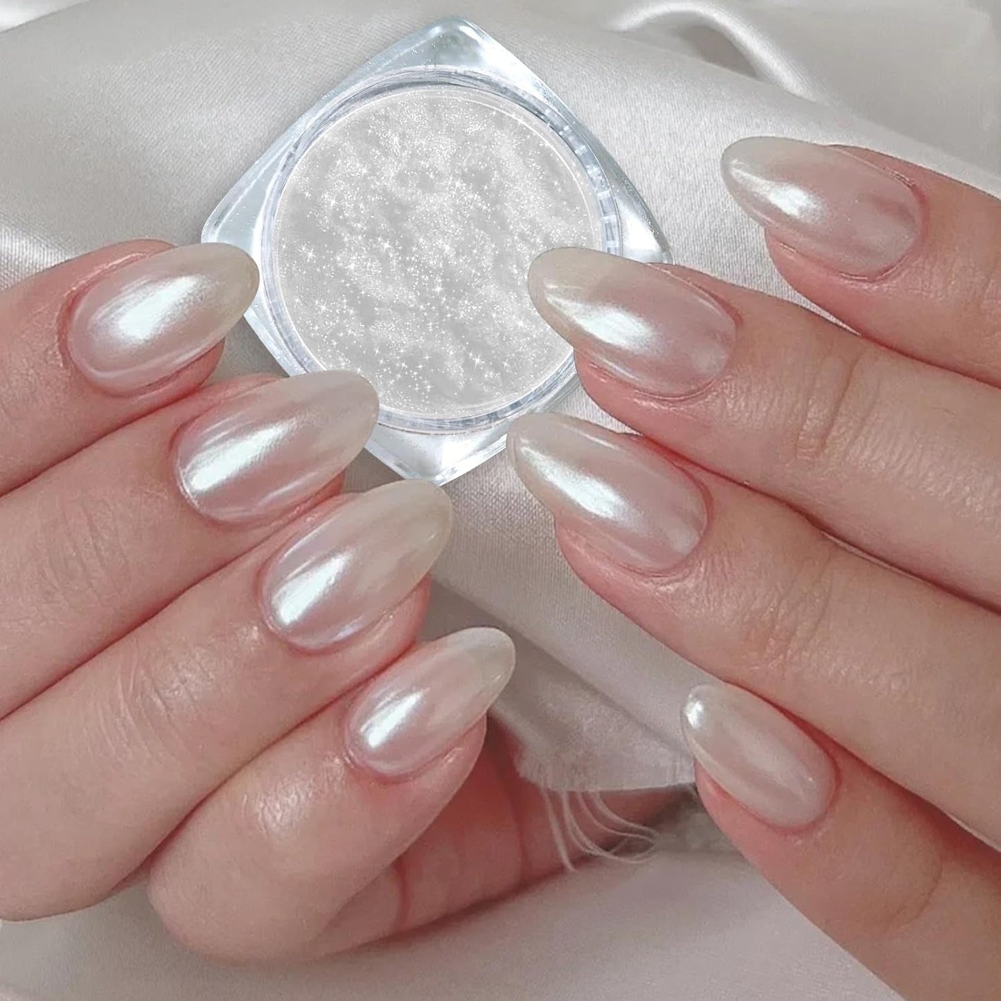 2 Schachteln Weiße Perle Chrom Nagelpuder - Pulverizador de pigmento cromado Aurora Ice Shimmer transparente para uñas, Donut glaseado Glitzerpuder Nails Spiegeleffekt-Glitter Nagelkunst-Pulver para bricolaje-Salón