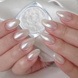 2 Schachteln Weiße Perle Chrom Nagelpuder - Pulverizador de pigmento cromado Aurora Ice Shimmer transparente para uñas, Donut glaseado Glitzerpuder Nails Spiegeleffekt-Glitter Nagelkunst-Pulver para bricolaje-Salón