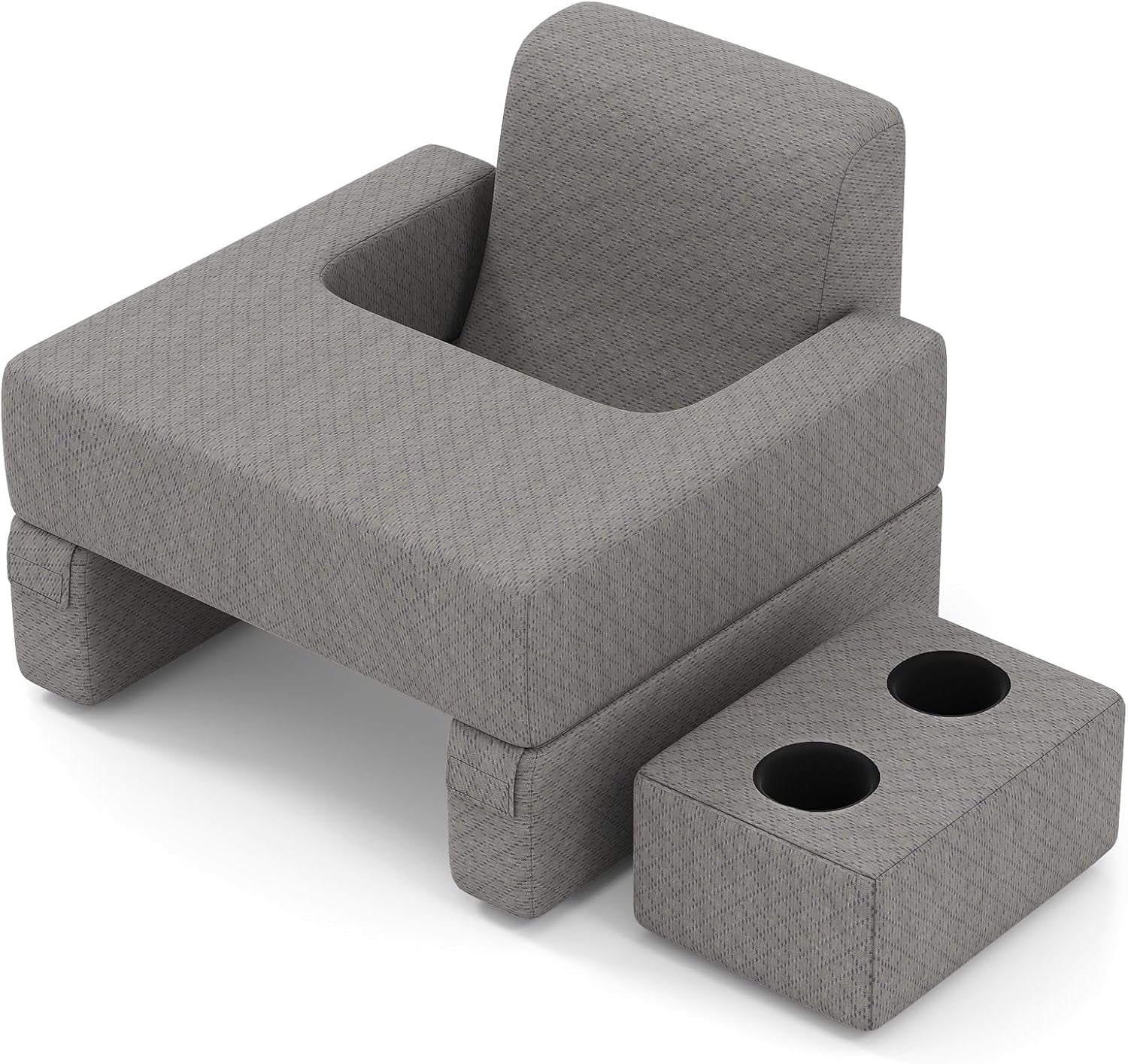 Almohada de lectura para cama y sofá, cojín para libros, combinable libremente con soporte para bebidas y funda lavable, almohada de escritorio ajustable para computadora portátil para leer, jugar, trabajar, escribir (gris)