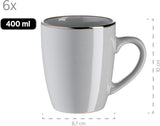 MÄSER Estructura de metal, Vajilla moderna para 6 personas con estructura de color latón, servicio combinado de 24 piezas con formas de copa sin borde, Gres, Gris