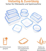 Amazon Basics Recipientes de vidrio para alimentos con tapa, paquete de 20 (10 recipientes + 10 tapas), cajas de almacenamiento de alimentos azul transparente sin BPA Naty Shop