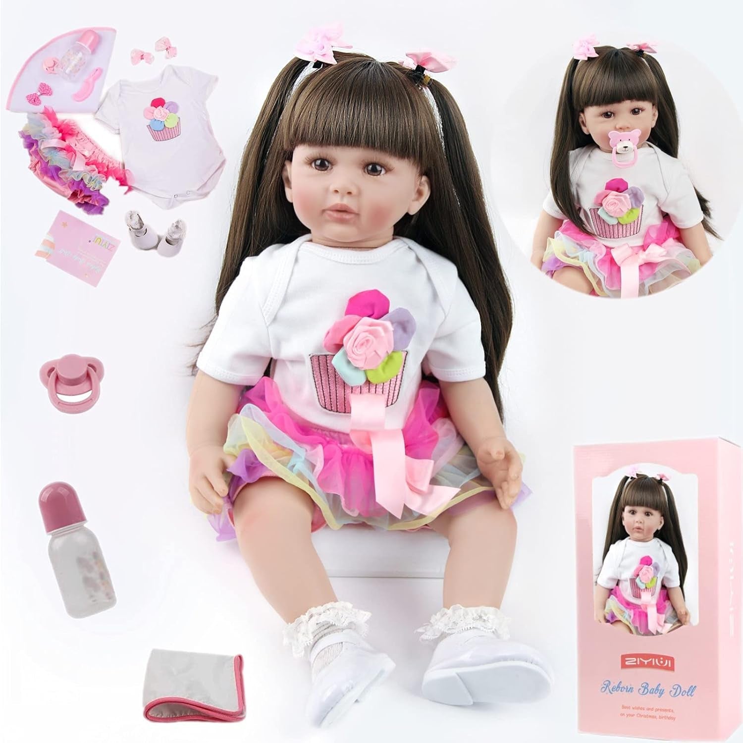 ZIYIUI Muñecas Reborn De 24 Pulgadas, Muñecas Realistas De Cuerpo Suave, Muñecas Reborn Hechas A Mano De 60 Cm, Regalos De Navidad