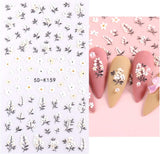 JMEOWIO 3D Nagelsticker Frühling Blumen 5 Blatt Nagelaufkleber 5D Stereoskopisch Selbstklebend Bunte Blüte Nail Art Sticker Decoración Nageldesign Zubehör