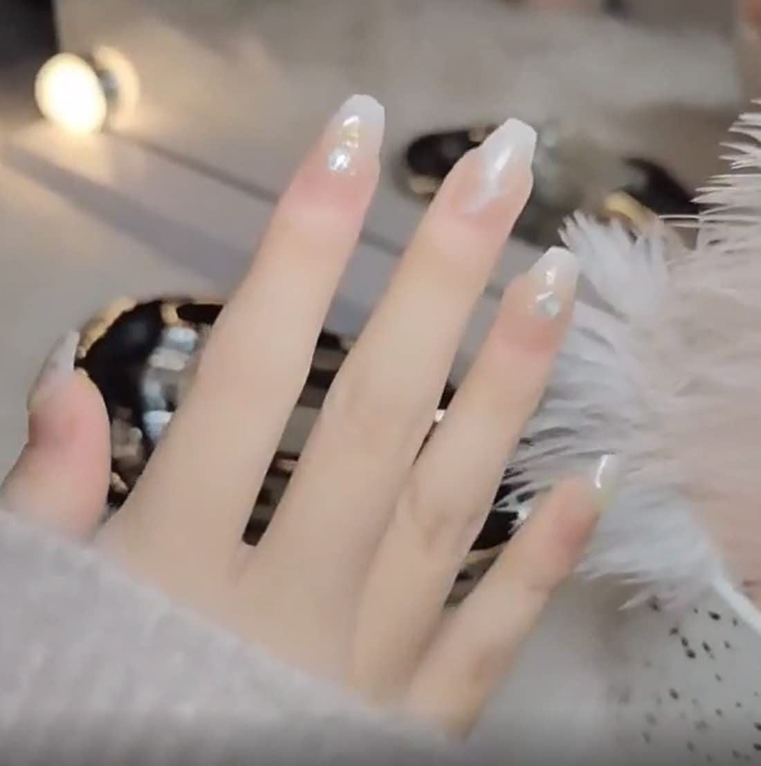 24 uñas postizas cuadradas desnudas francesas cortas de cobertura completa para mujeres y niñas