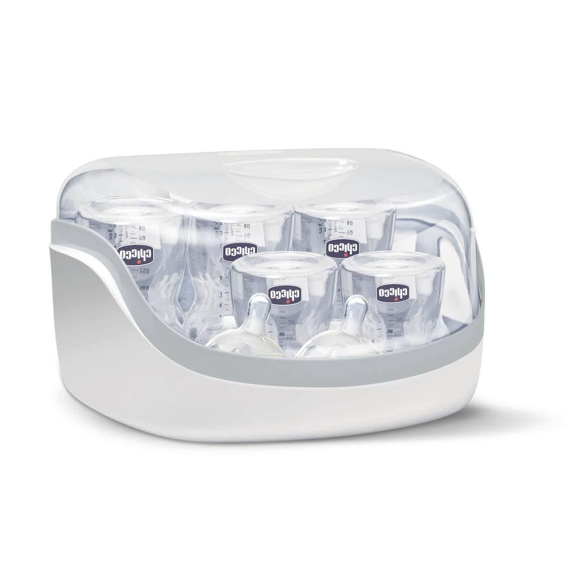 Chicco Esterilizador Modular con Función de Secado, Esterilizador de Biberones, Mordedor y Chupete con Auto-Stop, Apto para Microondas, Apto para esterilizar hasta 6 biberones de 330ml