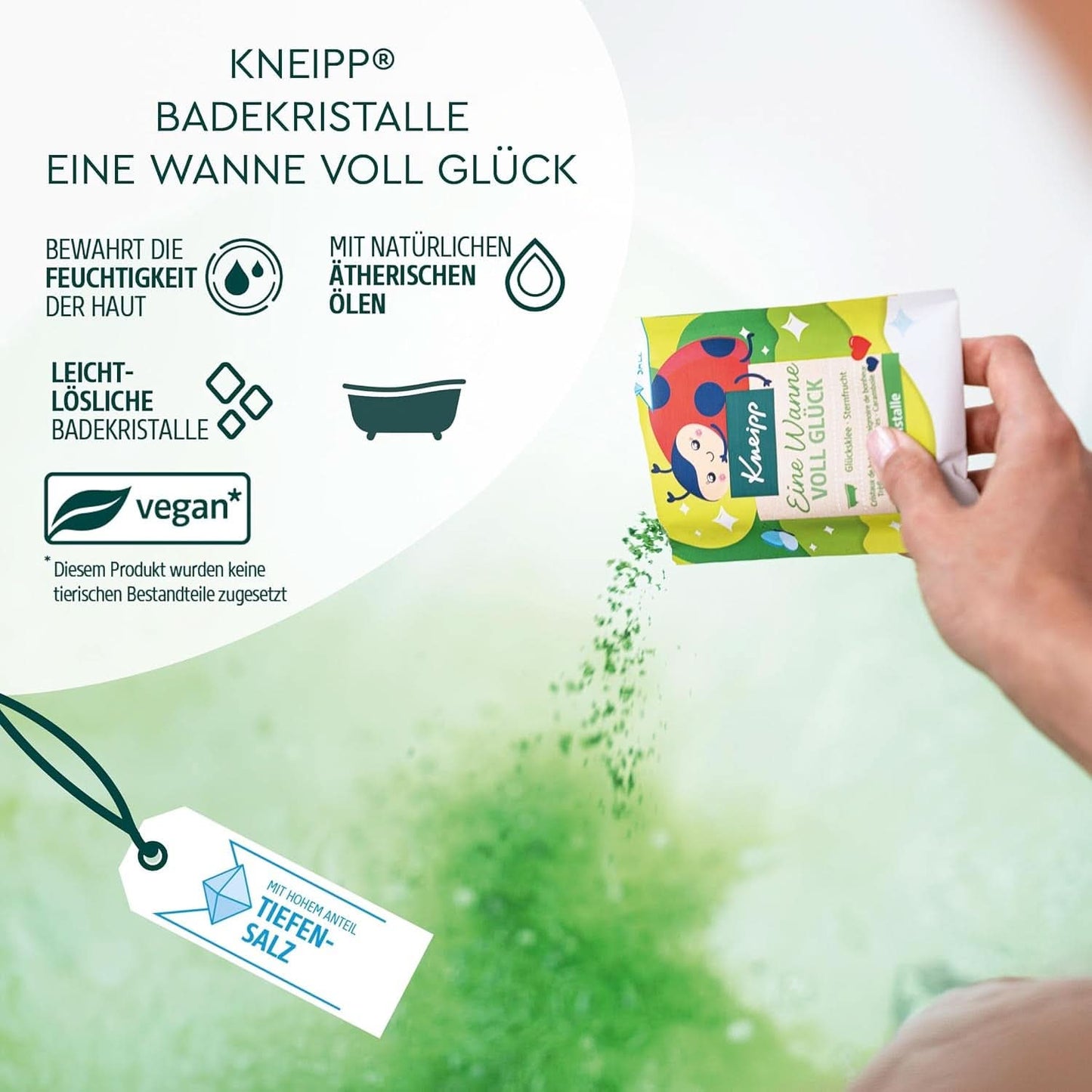 Kneipp, cristales de baño, con extractos naturales de carambola y trébol de la suerte, con alta proporción de sal Luisenhaller, 60 gramos Ducha y baño Naty Shop