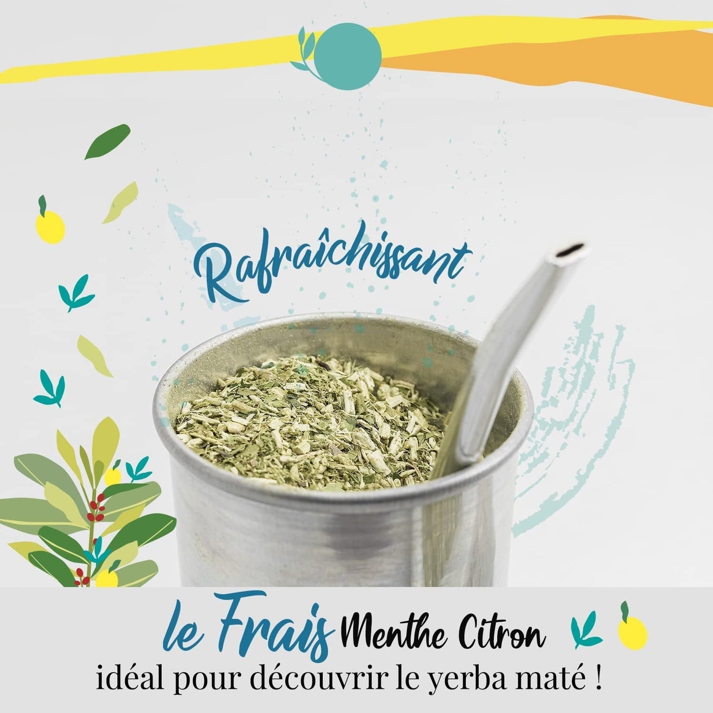 ORIGEENS YERBA MATE BIO CON MENTA Y LIMÓN 200 G - Frescura I Yerba Mate Bio Sin Tostar, hojas, sin tallos y sin polvo