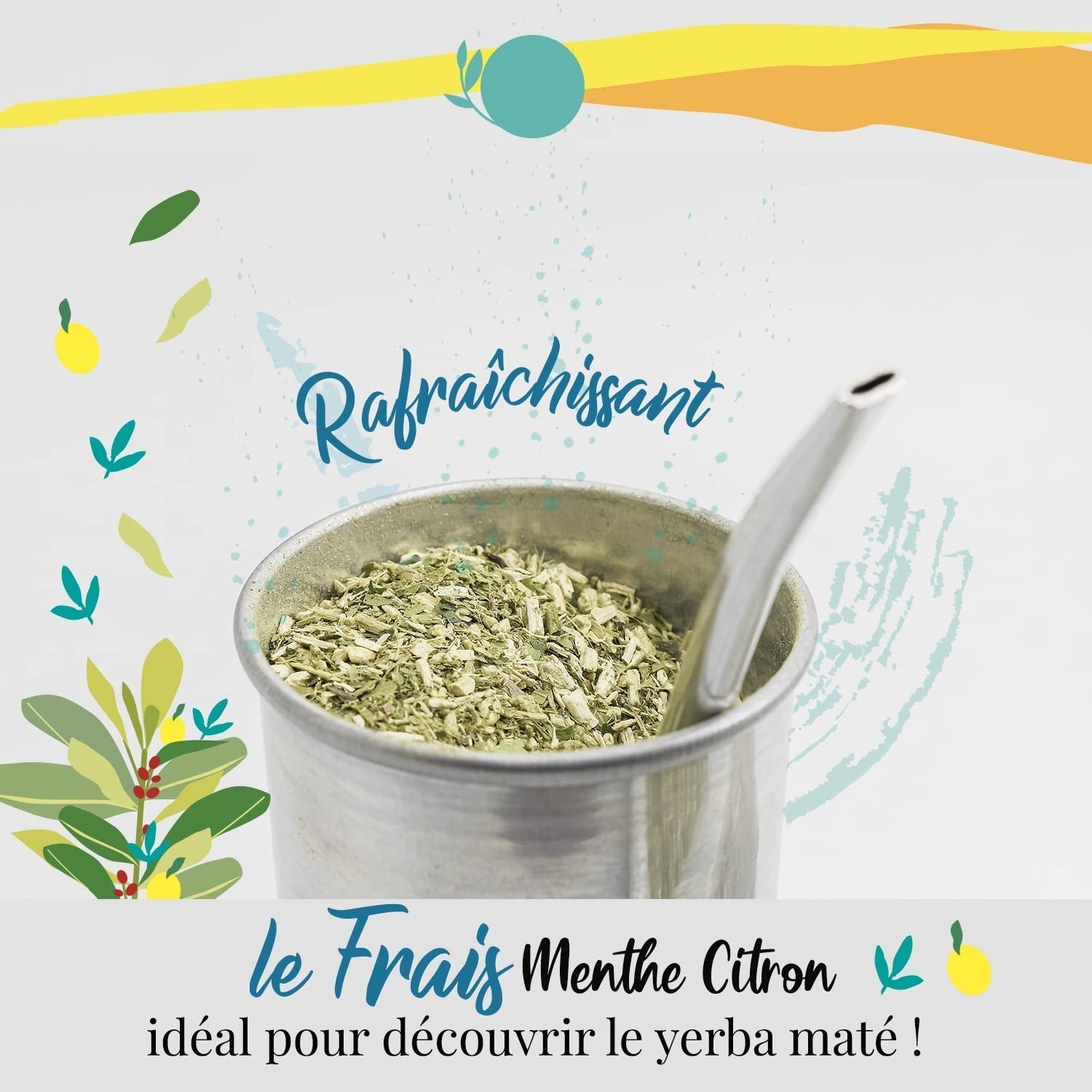 ORIGEENS YERBA MATE BIO CON MENTA Y LIMÓN 200 G - Frescura I Yerba Mate Bio Sin Tostar, hojas, sin tallos y sin polvo