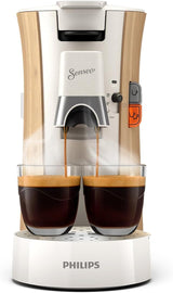 Cafetera espresso con cápsulas PHILIPS Senseo Select - Intensity Plus, con función Memo para 3 especialidades de café, Crema Plus, producto ecológico, alta calidad, blanco sedoso (CSA240/05)