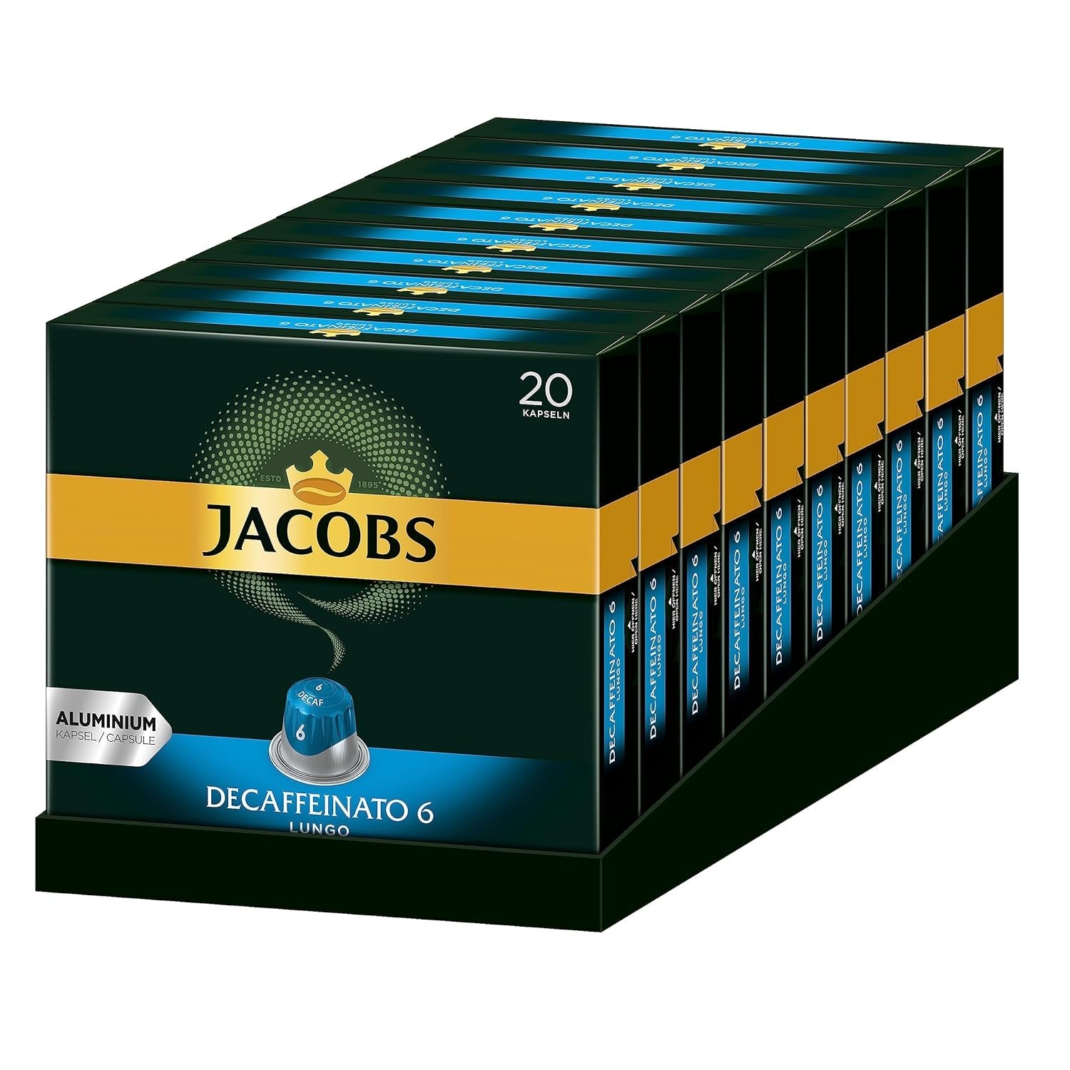 Kaffeekapseln Lungo Classico (nur für kurze Zeit) Megapack XXL y Kaffeekapseln Lungo Decaffeinato- Intensität 6-200 Kapseln compatibles con Nespresso, paquete de 10, 10 x 20 paquetes