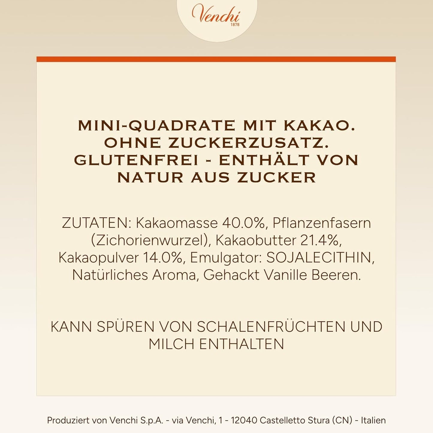 Venchi – Granblend Extra Black 75% SIN Azúcar Añadida, 1 kg – SIN Edulcorantes Artificiales – Sin Gluten – Vegano