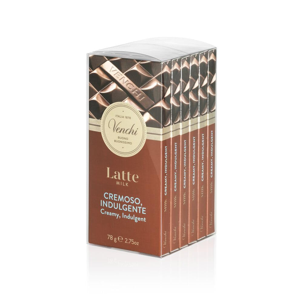Venchi - Juego de 6 barras de chocolate con leche surtidas, 468 g - Sin gluten - Idea de regalo