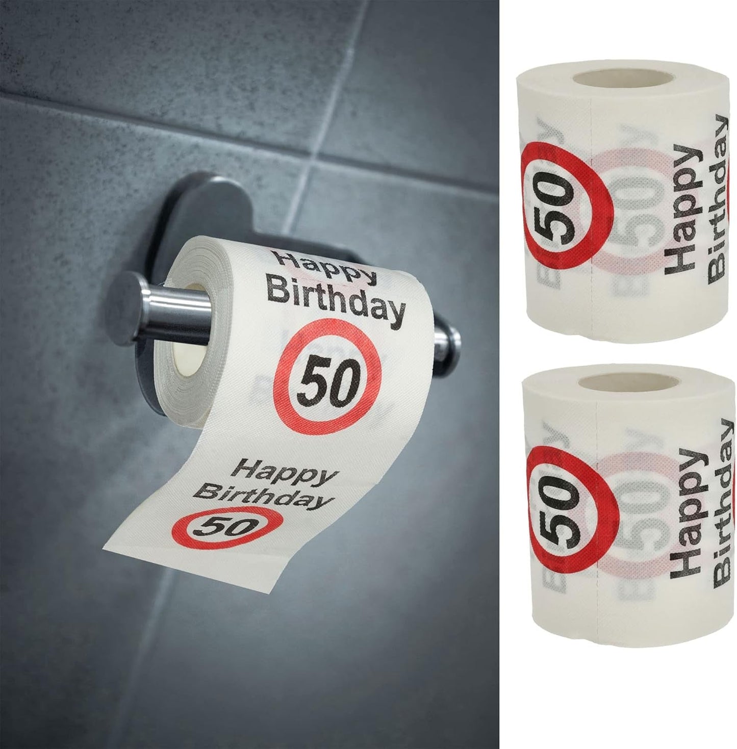 Juego de 4 papeles higiénicos "Feliz 40 cumpleaños" │40 cumpleaños 24 metros 2-telas 180Gr/Qm │ Papel higiénico con motivo de papel higiénico (4 X papel higiénico 40)