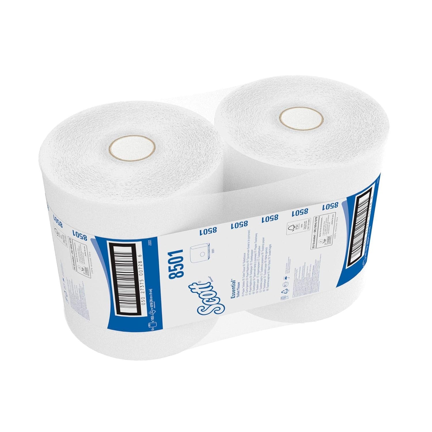 Scott Essential Jumbo Toilet Roll 8501 - papel higiénico Jumbo Roll - 6 rollos X 1.053 hojas de papel higiénico de 2 capas (2.400 M en total)