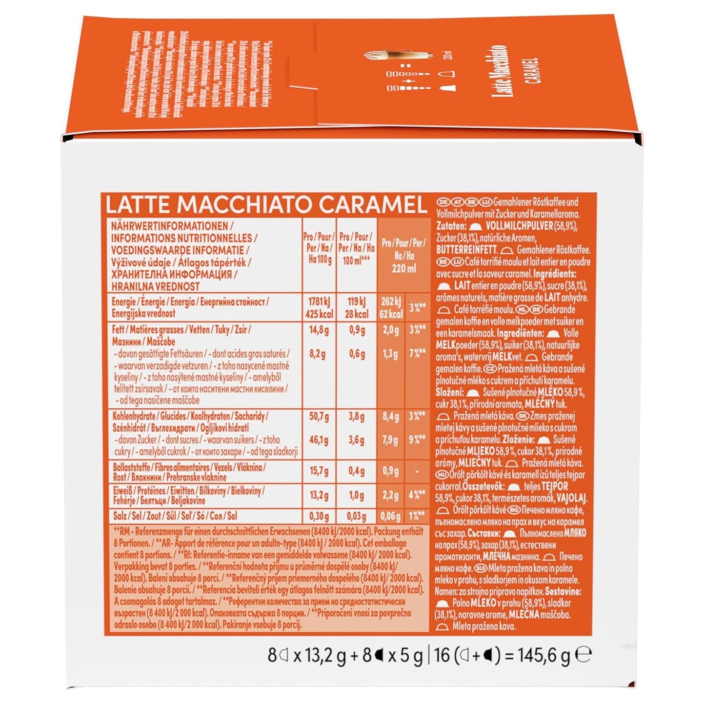 NESCAFÉ DOLCE GUSTO Latte Macchiato Caramel Kaffeekapseln Paquete de 6 (6 x 16 Kapseln)
