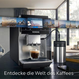 Cafetera espresso automática Siemens EQ700 classic TP715D01, control por aplicación, preparación en frío, pantalla táctil intuitiva, hasta 10 creaciones de café individuales como favoritas, limpieza automática con vapor, 1500 W, gris plateado