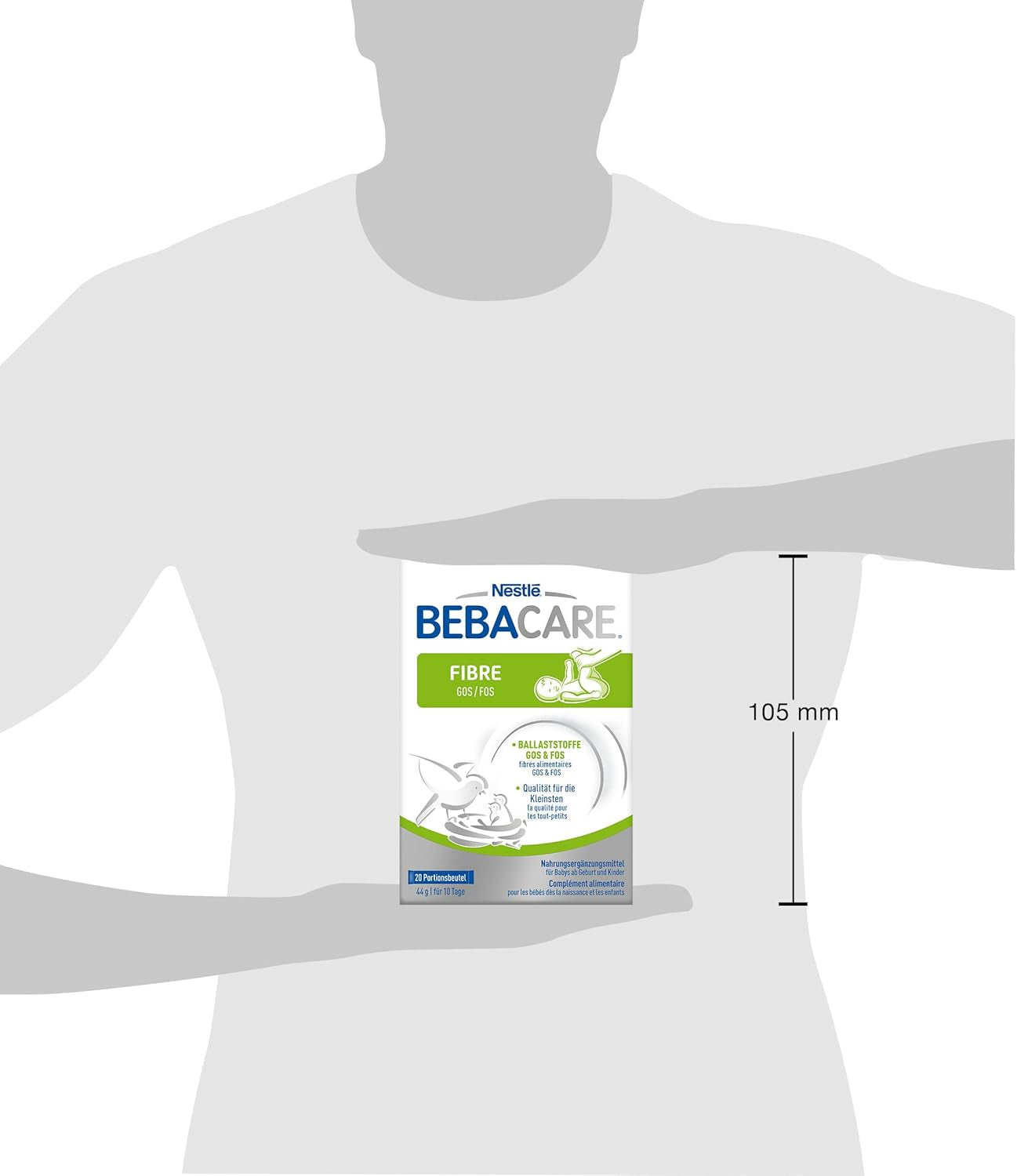 BEBACARE FIBER complemento alimenticio sin gluten para una digestión suave, complemento alimenticio para bebés desde el nacimiento y niños pequeños, 1x (20 x 2,2g)