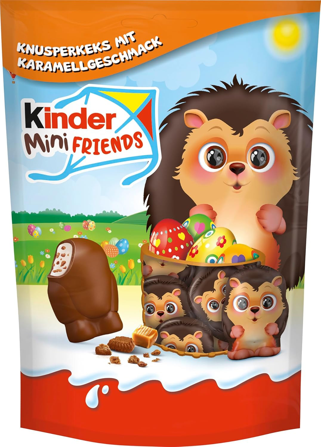 Kinder Mini Friends Galletas Crujientes Sabor Caramelo 122g - Chocolate con Leche con Galletas y Relleno de Leche - Figuras de Pascua - Chocolate y Dulces de Pascua - Regalo de Pascua