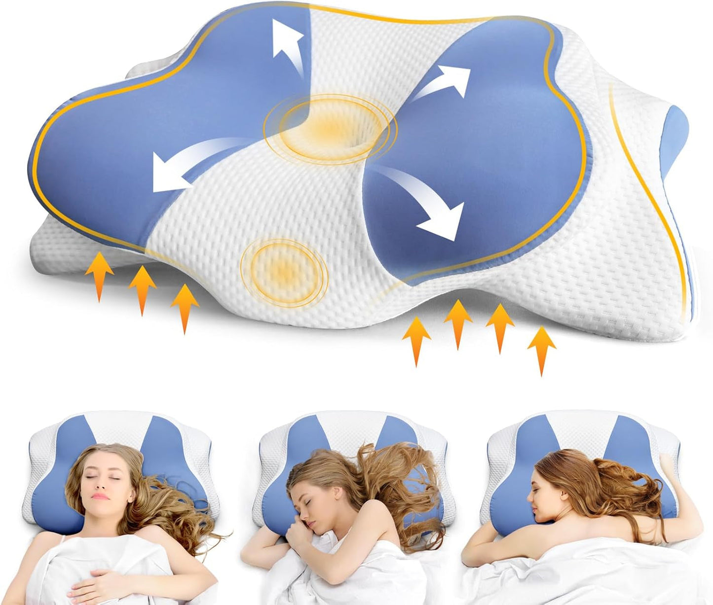 Almohada ergonómica para dormir de lado - Almohada para el cuello Almohada para el dolor de cuello y hombros Almohada ortopédica de espuma viscoelástica para el cuello para dormir boca arriba y de lado con soporte para el cuello Almohadas ortopédicas cervicales Naty Shop Título predeterminado