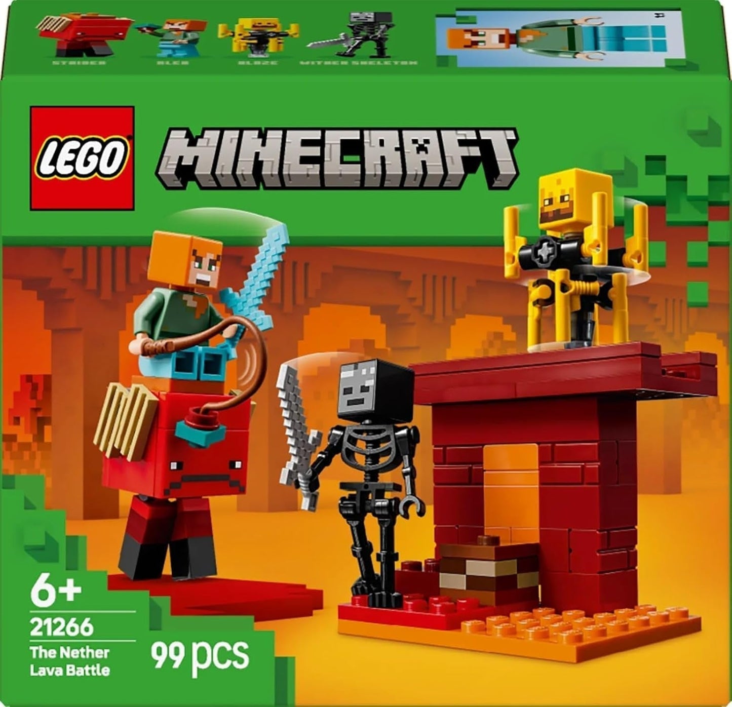 LEGO Minecraft Lava Duel of the Deep, juguete para fanáticos de los videojuegos, fortaleza con minifiguras que incluyen a Alex, Skeleton Wither, Lohe y Strider, regalo para niñas y niños a partir de 6 años 21266 Juegos de construcción Beuche den LEGO-Store
