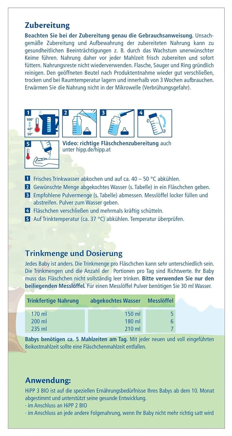 HiPP 3 Leche de continuación ecológica (4 x 600 g) - después de 10 meses, con Omega-3 (DHA, ALA), Calcio, Vitamina D, de la mejor calidad biológica
