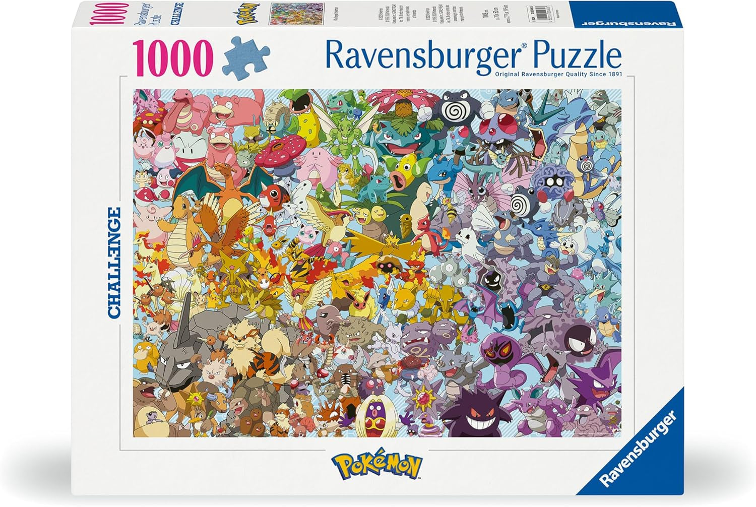 Ravensburger Puzzle 1000 Piezas 12000460 Pokémon Desafío - Los 150 Pokémon de la primera generación como un desafiante rompecabezas para adultos y niños a partir de 14 años Puzzle Naty Shop