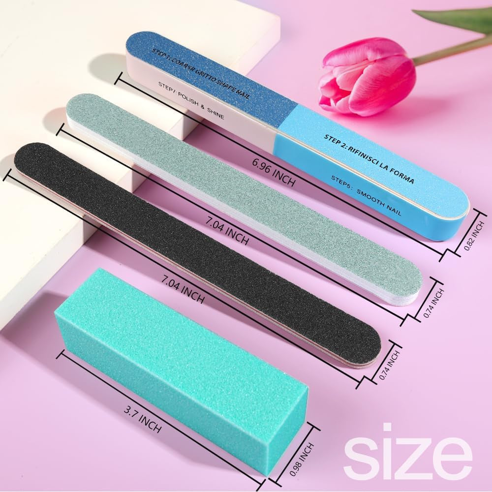 FANDAMEI 20 Stücke Buffer Für Nagel, Nagelfilen Für Gelnägel, Profi Nagelfeile 100/180, Polierfeile Fingernägel, Filen Für Gelnägel, Set de manicura y pedicura