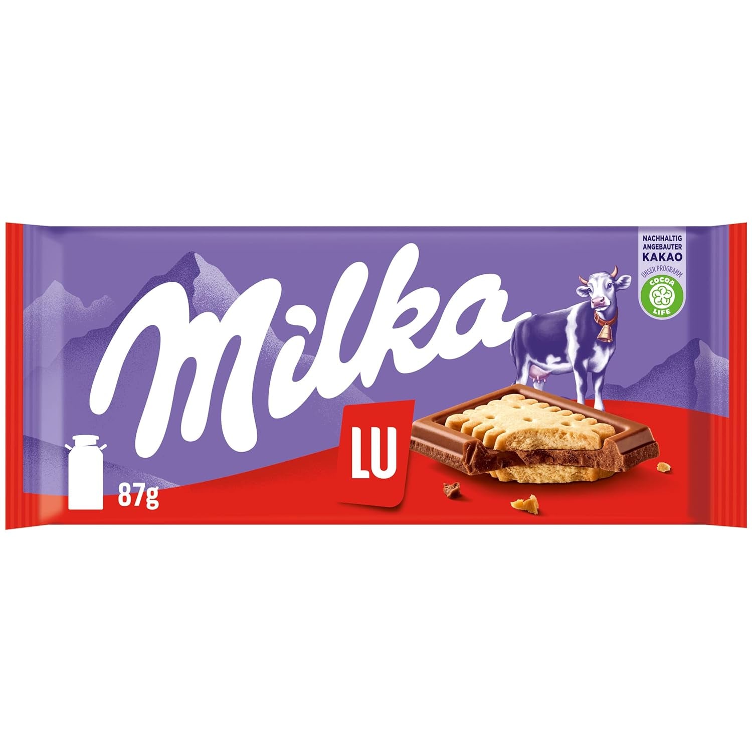 Milka LU – Chocolate con leche alpino con galletas LU crujientes – 87g