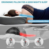 Elviros Almohada ortopédica de espuma viscoelástica Almohada para el dolor de cuello Almohada para dormir Almohada cervical ergonómica Almohada de apoyo para el cuello Almohada antirronquidos para personas que duermen de lado boca abajo Almohadas ortopédicas cervicales blancas Naty Shop