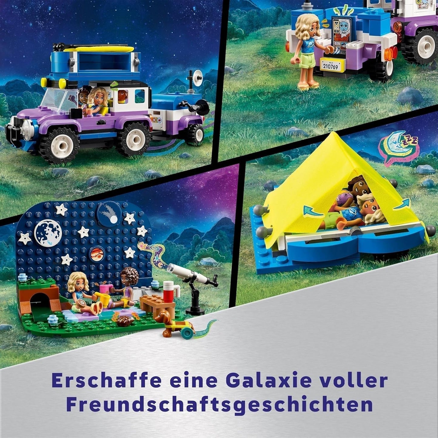 LEGO Friends Set de vehículo de acampada Stargazer con vehículo todoterreno y telescopio de juguete, regalo para niñas y niños a partir de 7 años, incluye figuras de juego Nova, Aliya y un perro 42603 Juegos de construcción Besuche den LEGO-Store