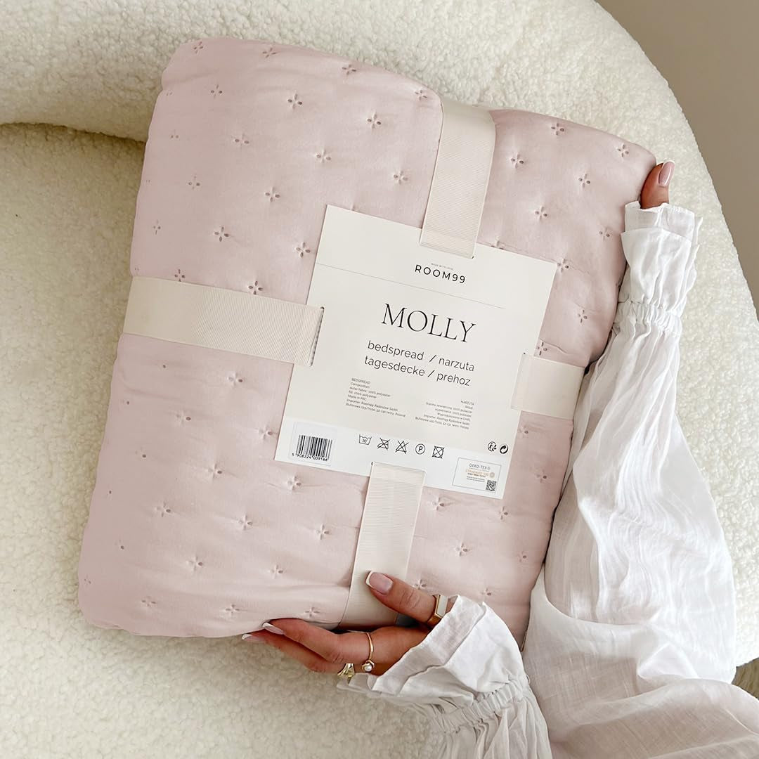 Colcha elegante Molly en rosa empolvado 170 x 210 cm Colcha versátil como colcha o manta de sofá para cama y sofá Estilo manta Ideal como colcha Camas y mantas Besuche den ROOM99-Store