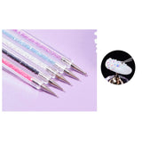 Juego de 5 pinsel Nagel, pinsel Nageldesign, herramientas de punteado para decoración de uñas, bolígrafo acrílico profesional de doble punta para decoración de uñas DIY